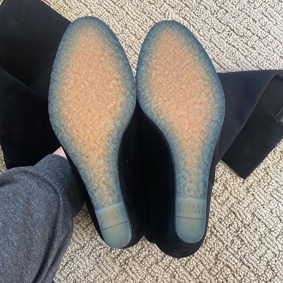 Stuart Weitzman Black Suede Wedge Knee High Boots - Picture 3 of 7